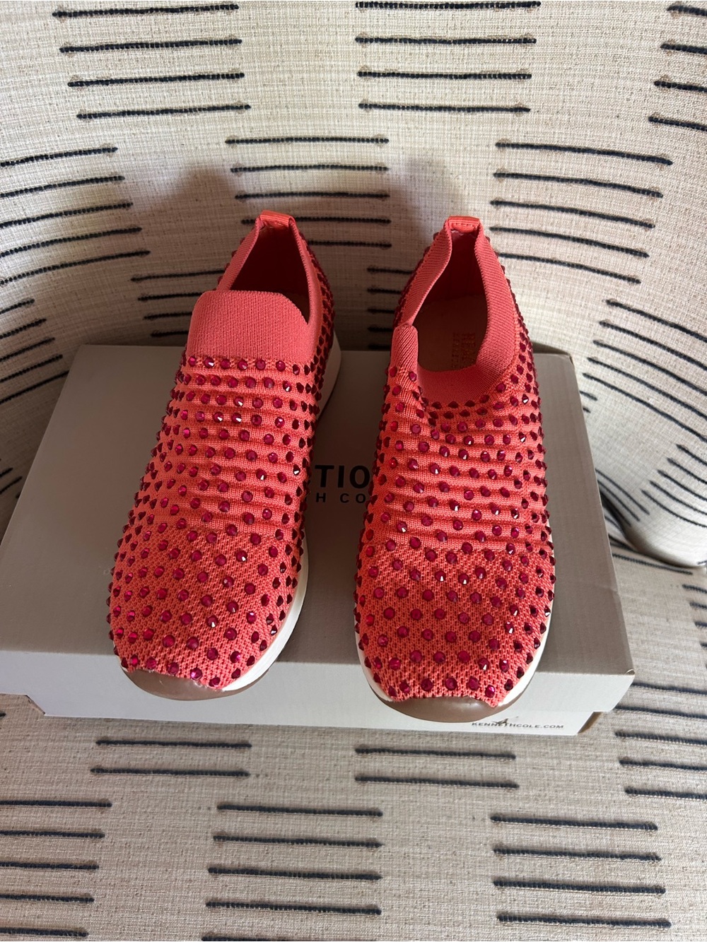 Kenneth Cole Reaction NIB Slip-On Embellished Sneakers - Coral